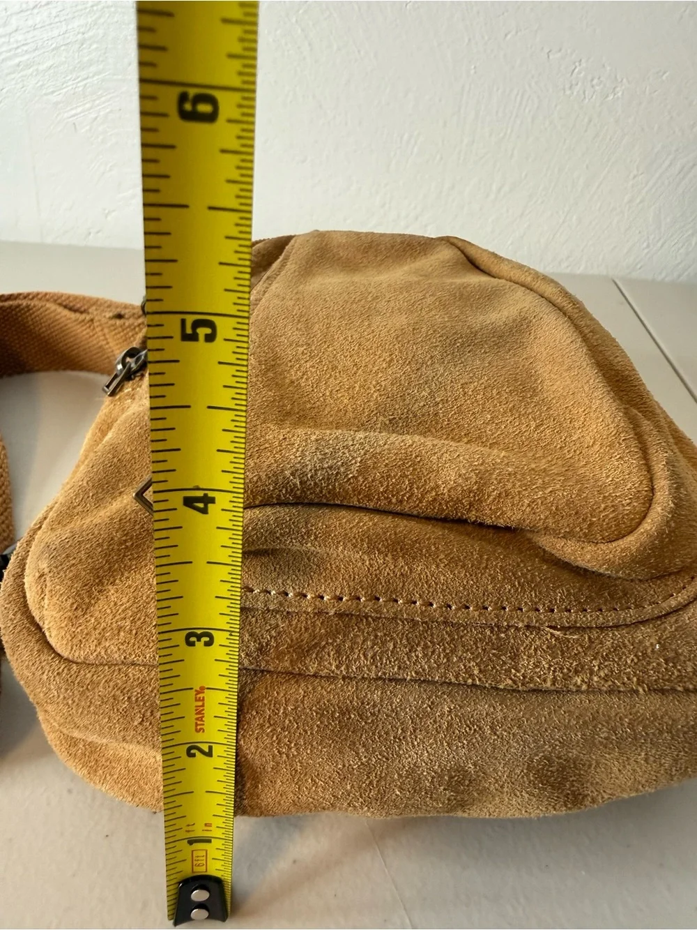 Free People Suede Sling Bag Crossbody Chest Pack Camel Tan Leather - Picture 7 of 14